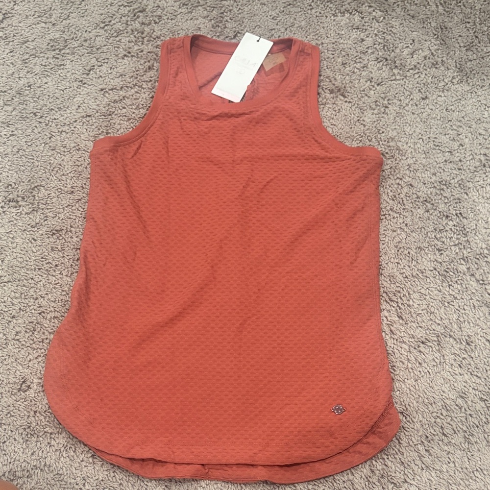 CALIA by Carrie Underwood Rust Textured Tank with Keyhole back- XS